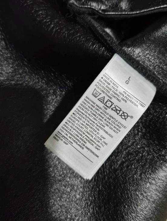 GAP Womens Nwt Recycled Black Sherpa & Vegan Leather Trim Jacket Sz L - Picture 10 of 10